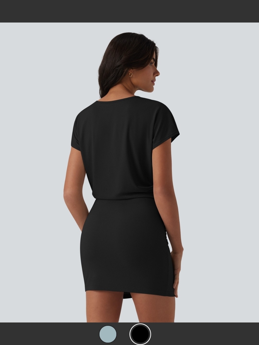 SOLD - NWT Halara Black Ruched Mini Dress | Soft Modal Blend | Size Large - Picture 2 of 8